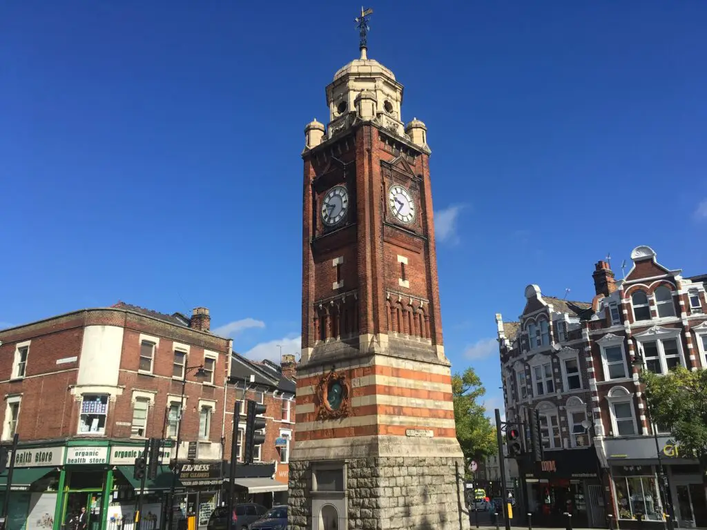 a clock tower in north london