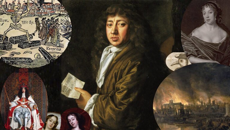 Montage of Samuel Pepys and his contemporaries